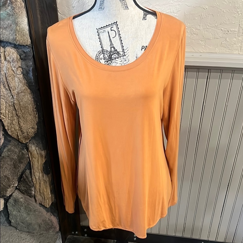Dear John Orange Fitted Long Sleeve Blouse